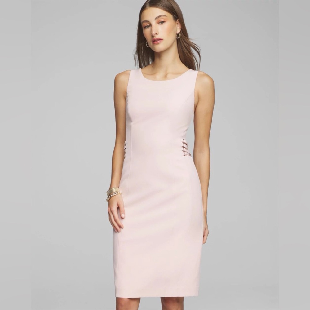 White House Black Market Blush Midi Dress
Sleeveless Lacing Sides Sheath Dress